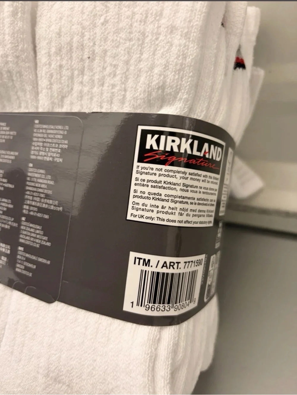 Kirkland Signature White Athletic Full Cushion Crew Socks - Gray Toe
